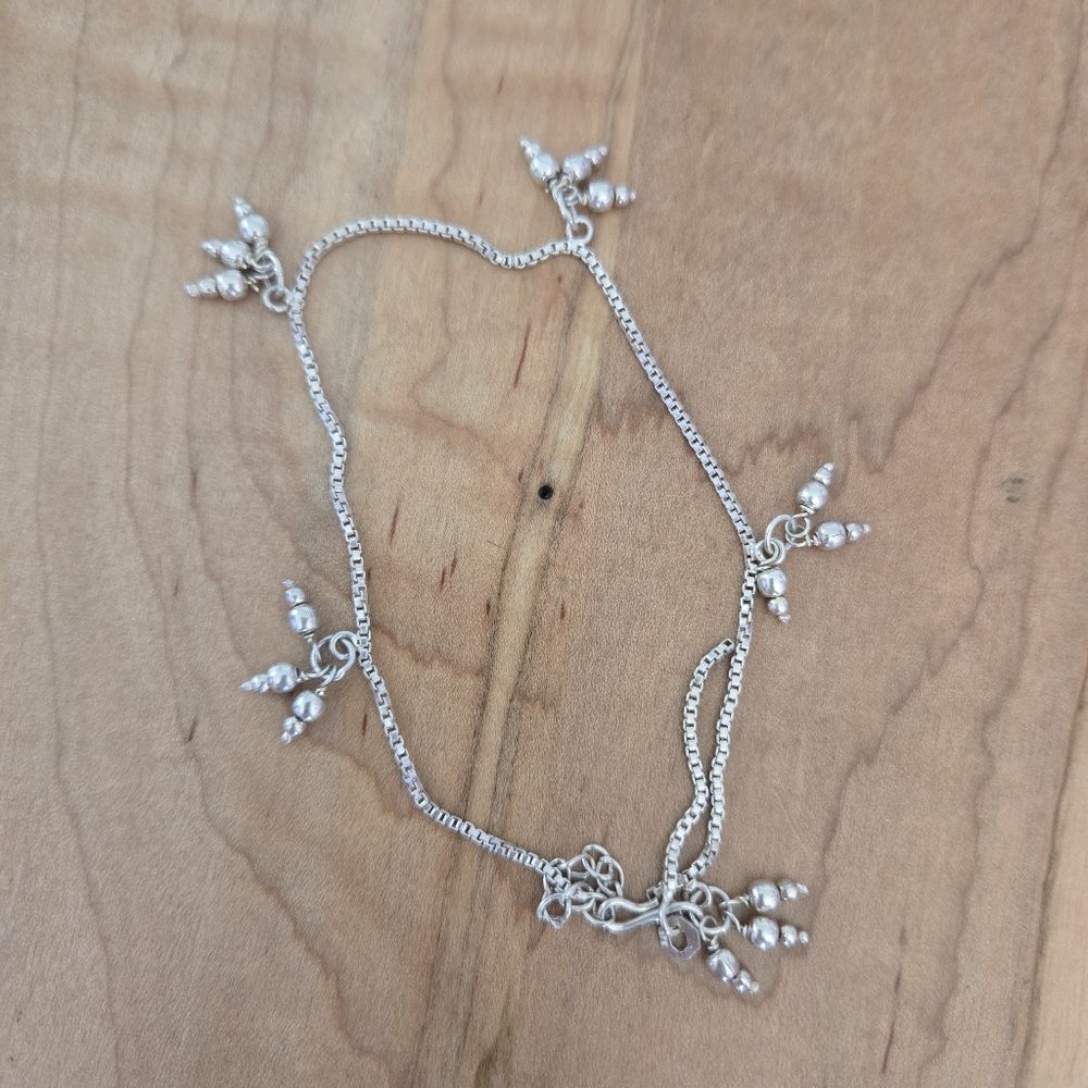 Source Unknown Silver Bracelet with Charm  Accents